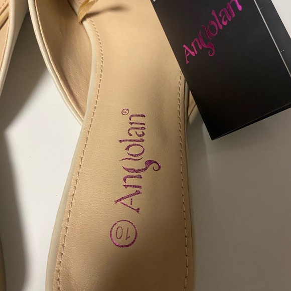 Women's Casual Fashion Cream Twist Mules Size 10 Pointed Toe Slide On Low Heel - Picture 3 of 10